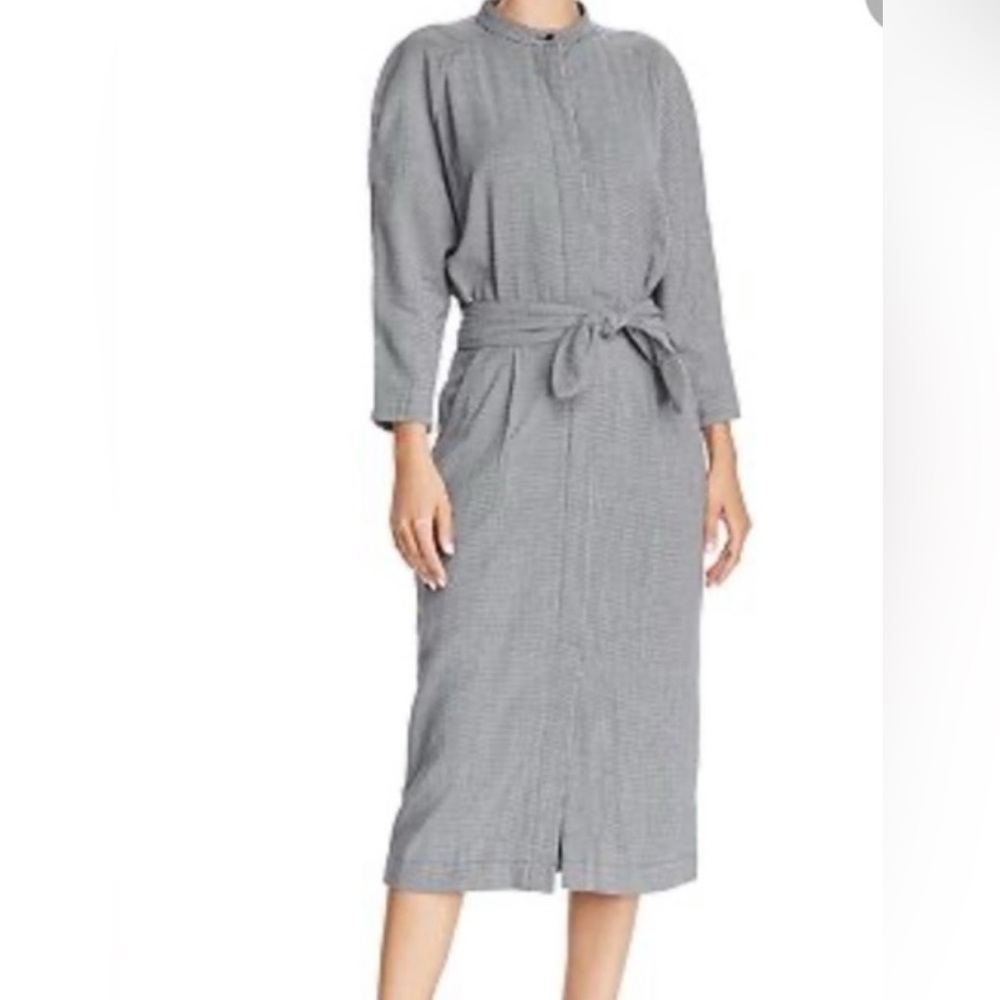 Joie | Black and White Houndstooth Ceron Tie Waist Dress Size 4